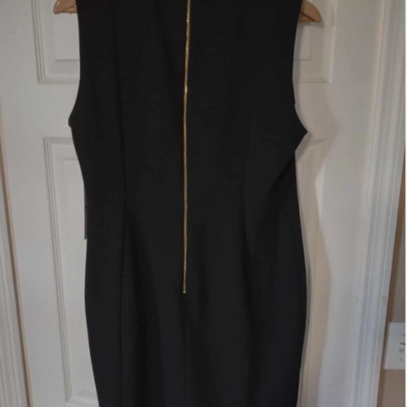 Calvin Klein Women' Black Fitted Sleeveless Above Knee Sheath Dress Sz 12 Bow - Picture 6 of 6